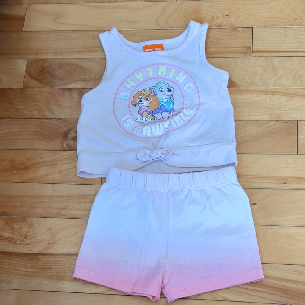 5/20$ 🐶 Nickelodeon Pink and White Paw Patrol Tank Top With Short